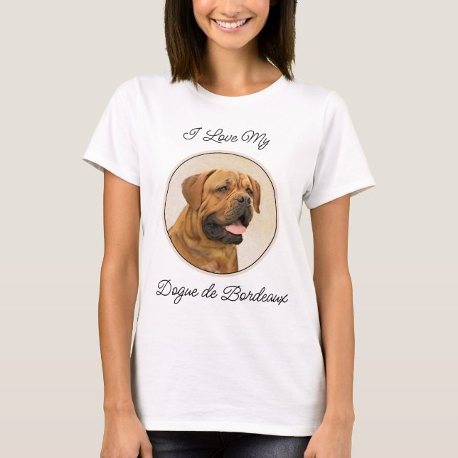 Dogue de Bordeaux Painting - Cute Original Dog Art T-Shirt (Front)