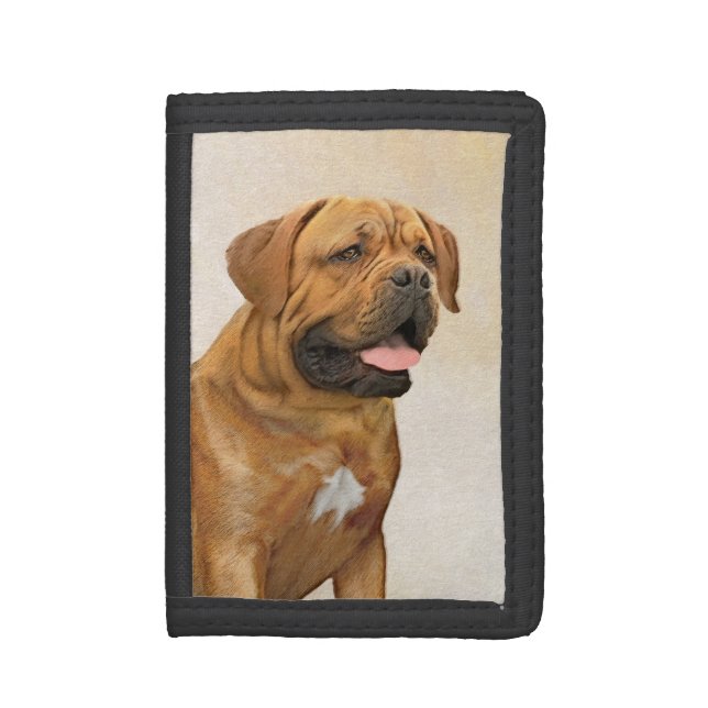 Dogue de Bordeaux Painting - Cute Original Dog Art Trifold Wallet (Front Vertical)