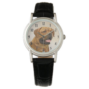 Dogue de Bordeaux Painting - Cute Original Dog Art Watch