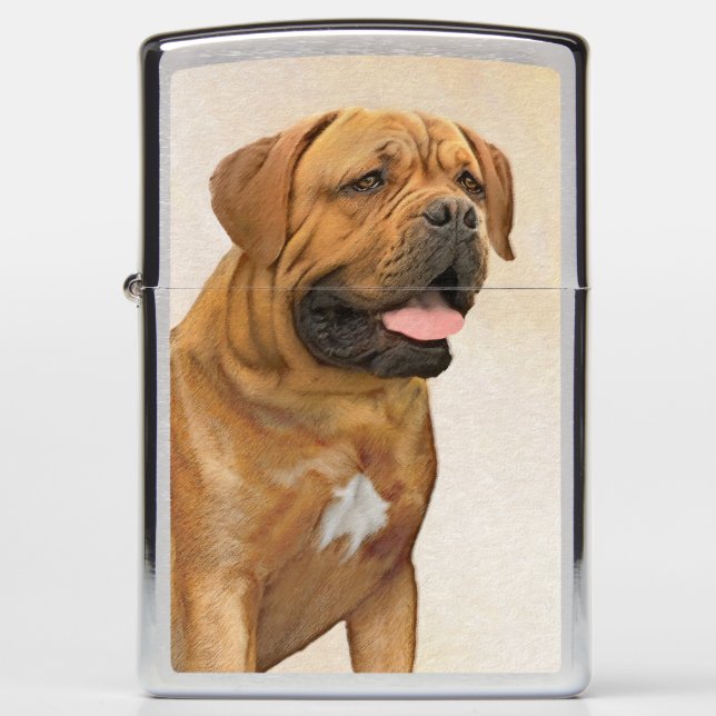 Dogue de Bordeaux Painting - Cute Original Dog Art Zippo Lighter (Front)