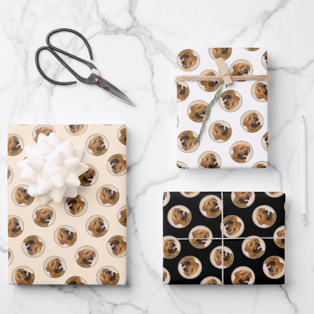 Dogue de Bordeaux Painting Original Pet Dog Art Wrapping Paper Sheets (Front)