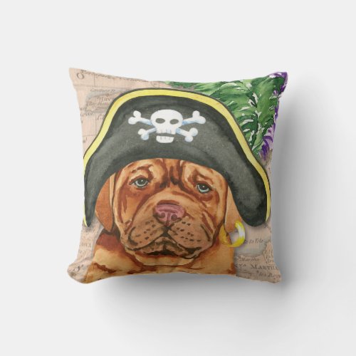 Dogue de Bordeaux Pirate Throw Pillow