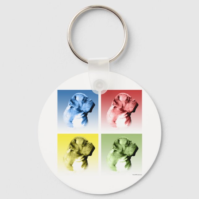 Dogue de Bordeaux Pop Art Keychain (Front)
