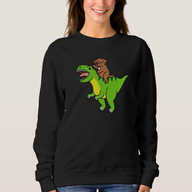 Dogue De Bordeaux Riding Rex Dinosaur Dog Sweatshirt (Front)