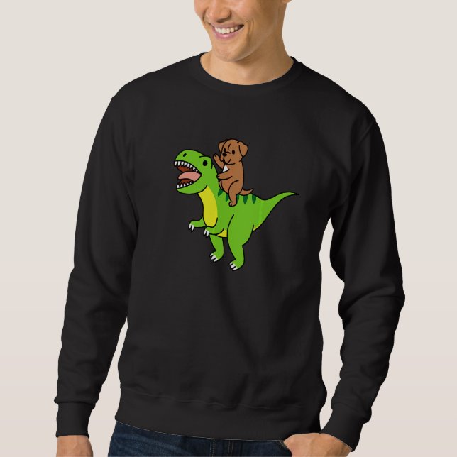 Dogue De Bordeaux Riding Rex Dinosaur Dog Sweatshirt (Front)