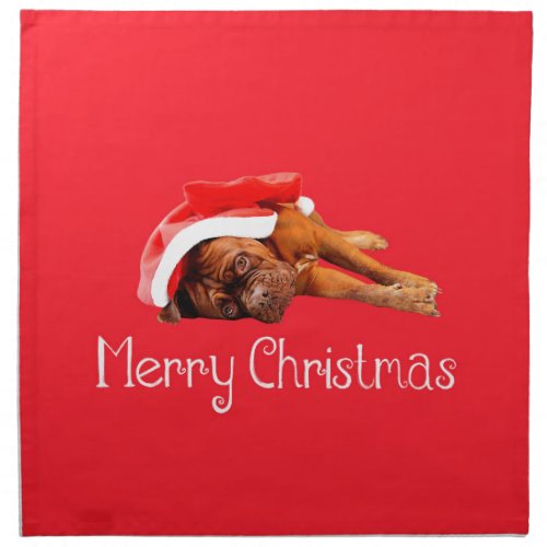Dogue De Bordeaux Santa Hat Merry Christmas Napkin