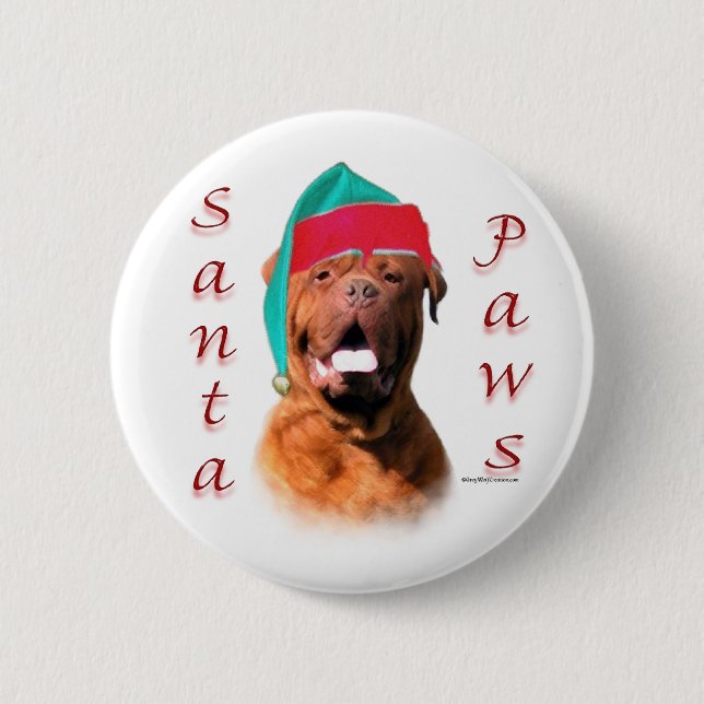 Dogue de Bordeaux Santa Paws Button (Front)