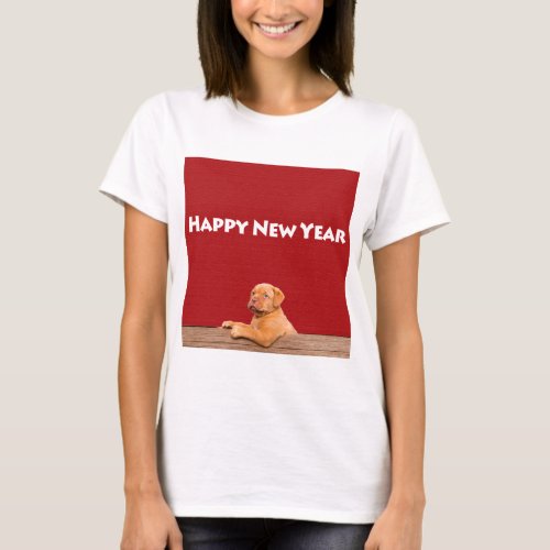 Dogue de Bordeaux wishing Happy New Year T_Shirt