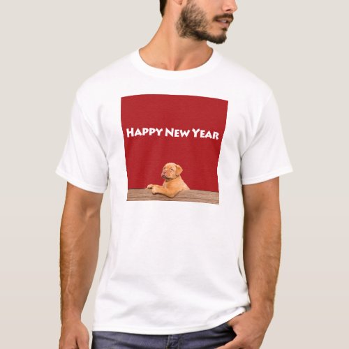 Dogue de Bordeaux wishing Happy New Year T_Shirt