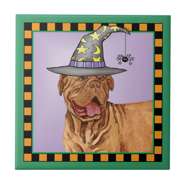 Dogue de Bordeaux Witch Ceramic Tile (Front)