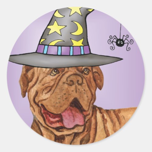 Dogue de Bordeaux Witch Classic Round Sticker