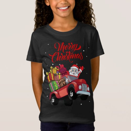 Dogue de Bordeaux With Santa Claus In Red Truck Do T_Shirt