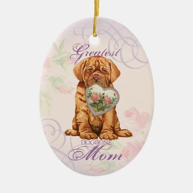 Dogue Heart Mom Ceramic Ornament (Front)