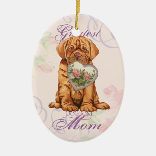 Dogue Heart Mom Ceramic Ornament