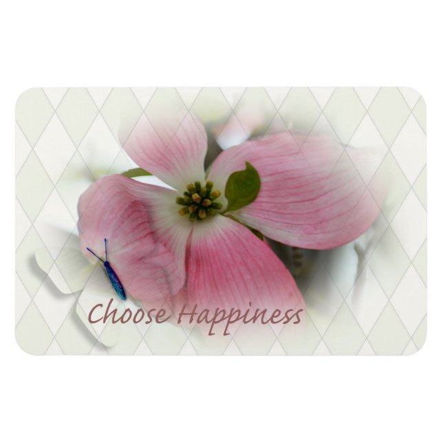 Dogwood and Butterfly Happiness Magnet (Horizontal)