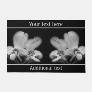 Dogwood Blossoms In Black And White Personalized Doormat