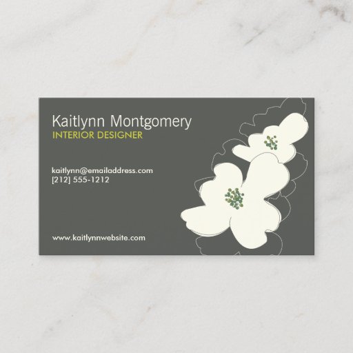 Customizable DOGWOOD BLOSSOMS IVORY/GRAY BUSINESS CARD TEMPLATES