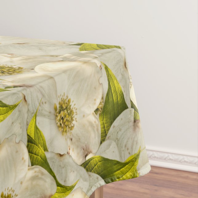 Dogwood Blossoms, Springtime Nature Floral Photo Tablecloth (In Situ)