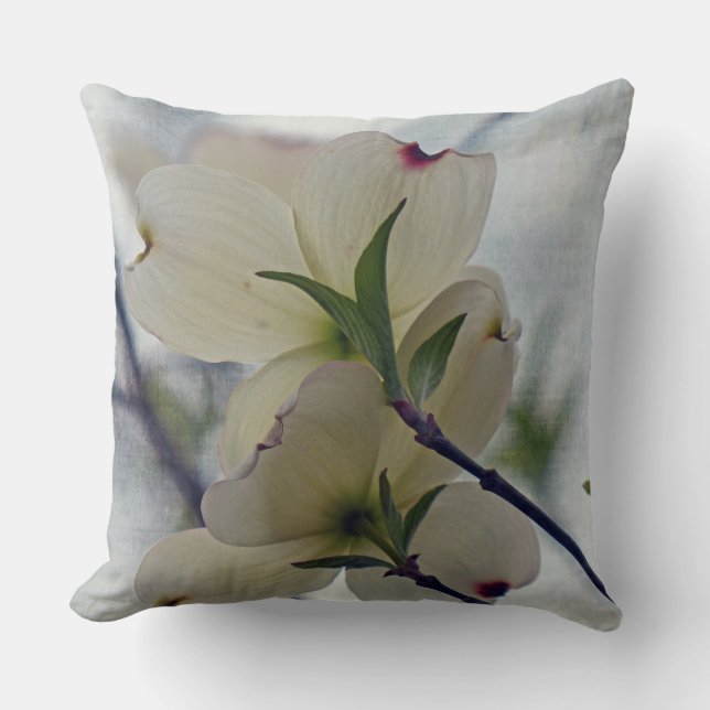 Dogwood Blossoms Throw Pillow (Front)