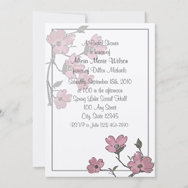 Dogwood Bridal Shower Invitation (Front)