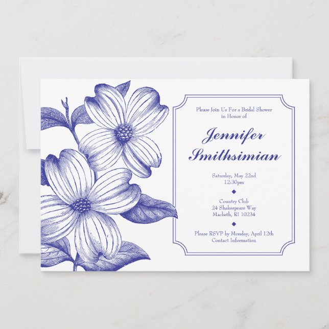 Dogwood Bridal Shower Invitation (Front)
