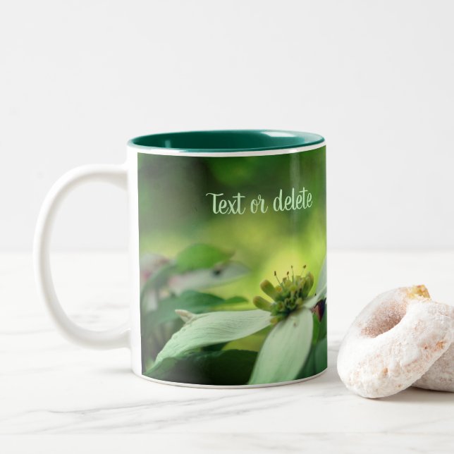 Dogwood Flower Blossom Pair Personalized Two-Tone Coffee Mug (With Donut)