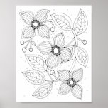 Dogwood Flower Gem Coloring Page Art Poster