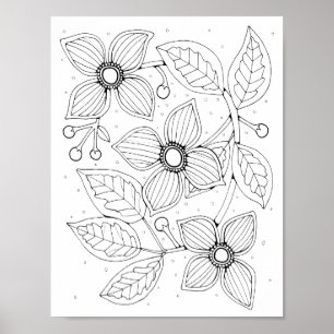 Dogwood Flower Gem Coloring Page Art Poster