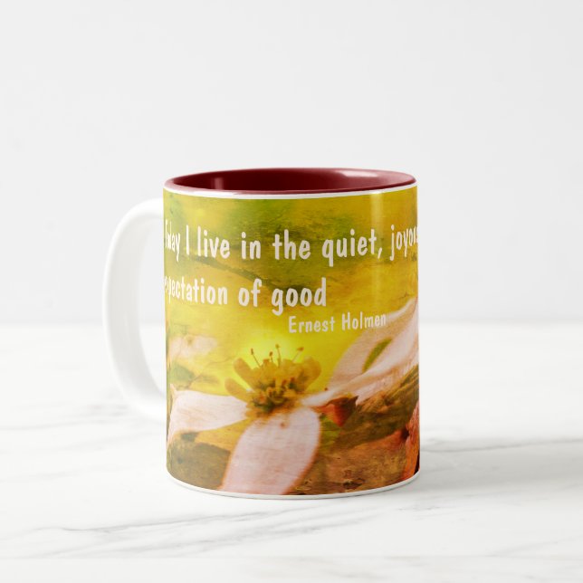 Dogwood Flower Goodness Inspirational Quote Two-Tone Coffee Mug (Front Left)