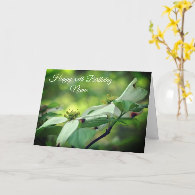 Dogwood Flower Pair Personalized Birthday Card (Yellow Flower)