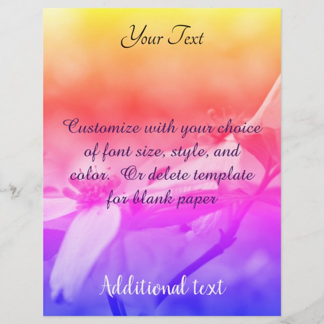 Dogwood Flower Rainbow Colors     Letterhead (Front)