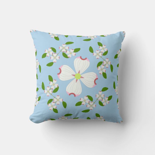 Dogwood Flower Throw Pillow (Front)