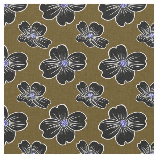 Dogwood Flowers Dark Fabric