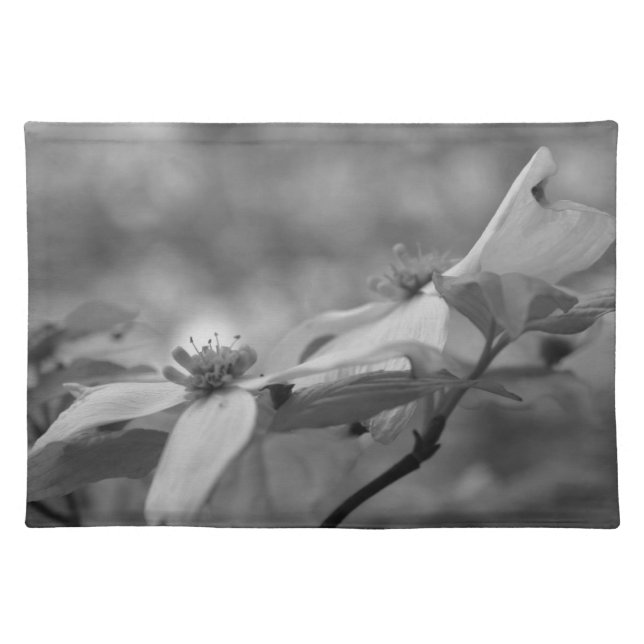 Dogwood Flowers In Black And White Placemat (Front)