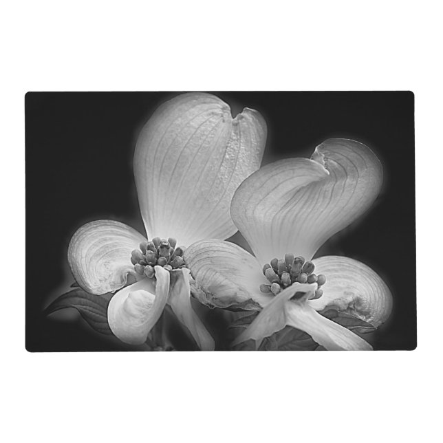 Dogwood Flowers In Black And White Placemat (Front)