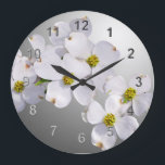 Dogwood Flowers Large Clock<br><div class="desc">A flowering white dogwood.</div>