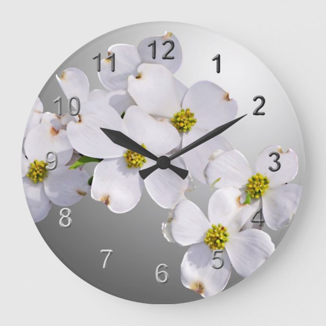 Dogwood Flowers Large Clock (Front)
