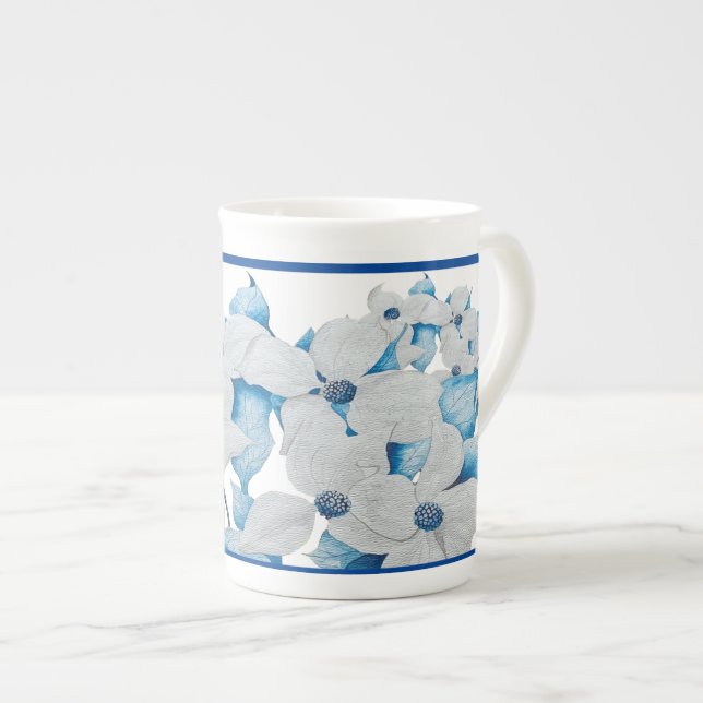 Dogwood Flowers on a Bone China Mug (Front Right)
