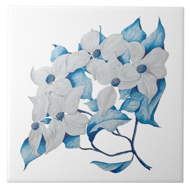 Dogwood Flowers on a Ceramic Tile (Front)