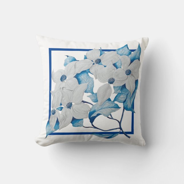Dogwood Flowers on a Throw Pillow (Front)