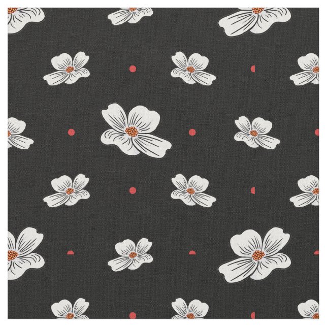 Dogwood Flowers on black Fabric (Close Up)