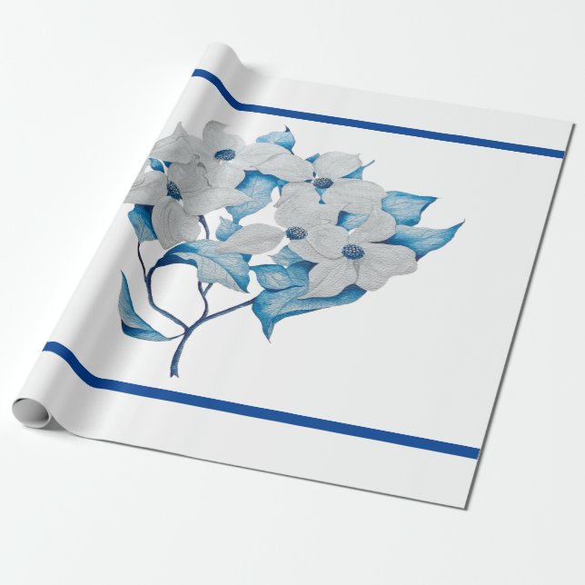 Dogwood Flowers on Wrapping Paper (Unrolled)