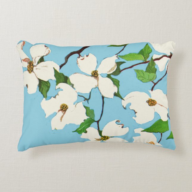 dogwood flowers print accent pillow (Front)