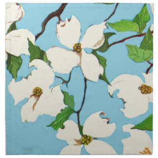 dogwood flowers print cloth napkin