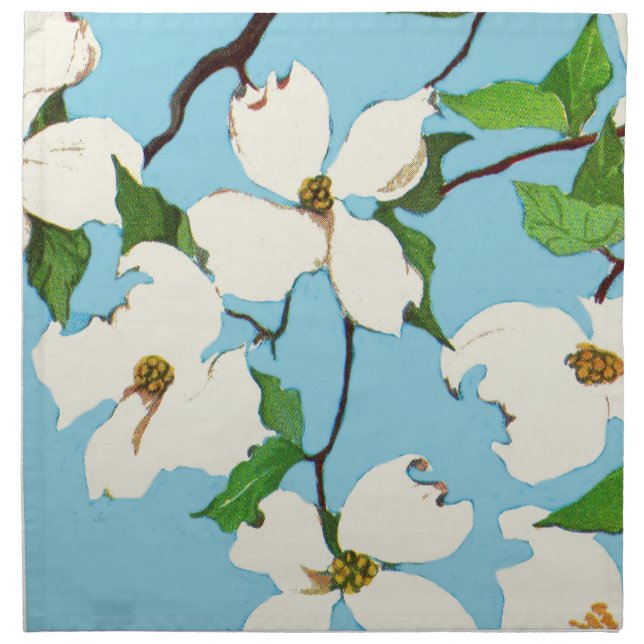 dogwood flowers print cloth napkin (Front)