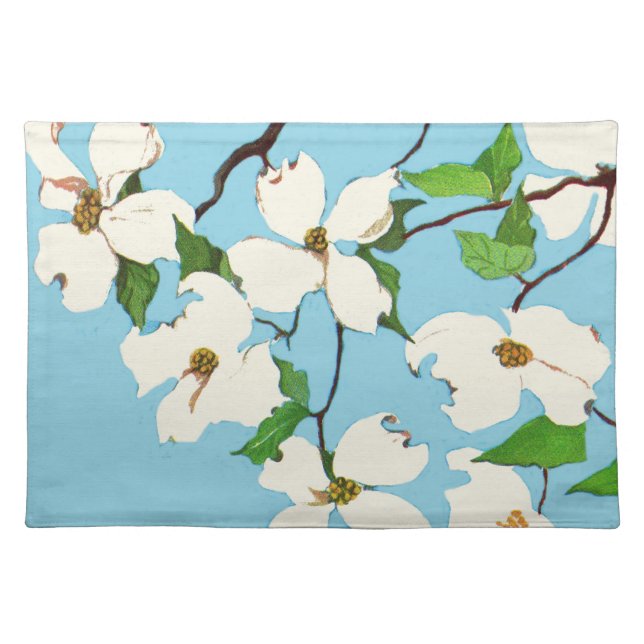 dogwood flowers print cloth placemat (Front)
