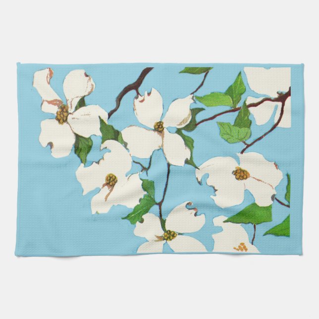 dogwood flowers print kitchen towel (Horizontal)