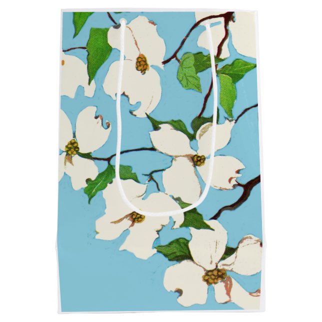 dogwood flowers print medium gift bag (Back)