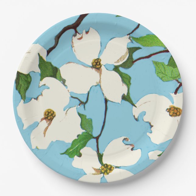 dogwood flowers print paper plates (Front)