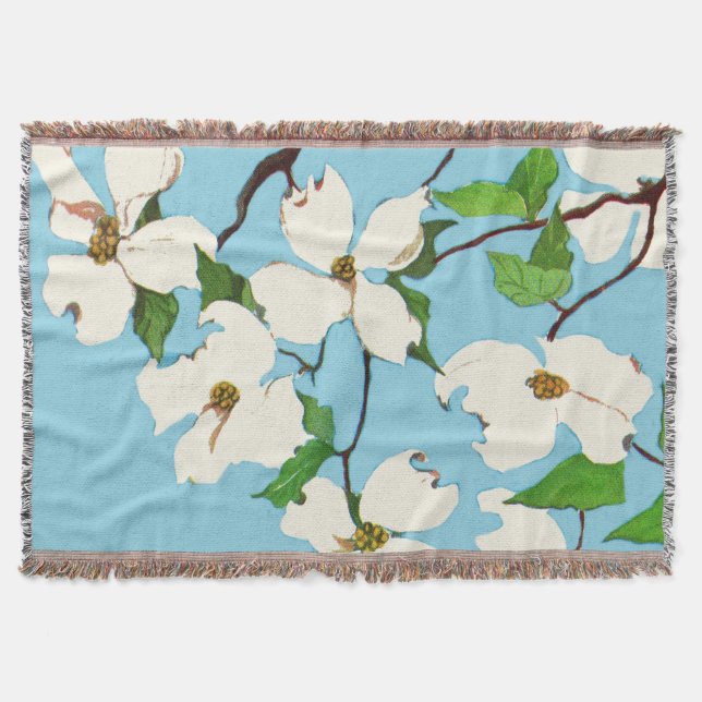 dogwood flowers print throw blanket (Front)